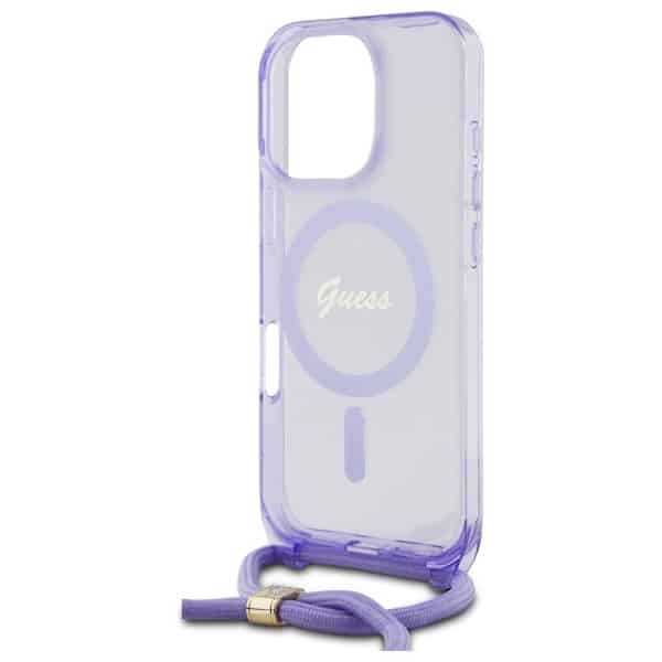 Guess Crossbody Cord Script MagSafe - θήκη για Apple iPhone 16 Pro Max - Μωβ - Image 5