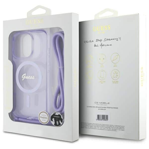 Guess Crossbody Cord Script MagSafe - θήκη για Apple iPhone 16 Pro Max - Μωβ - Image 7