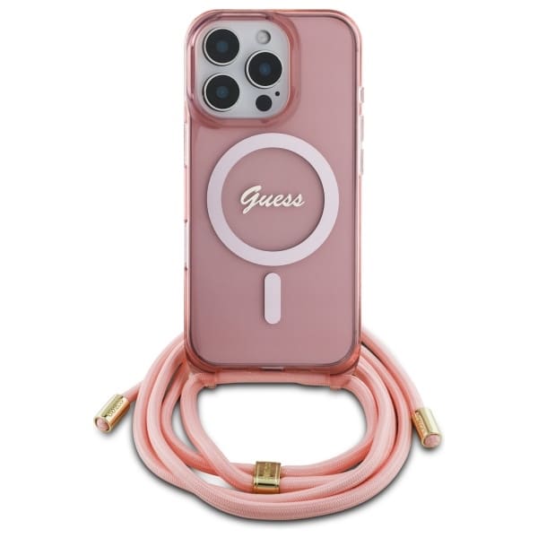 Guess Crossbody Cord Script MagSafe - θήκη για Apple iPhone 16 Pro - Ροζ - Image 2