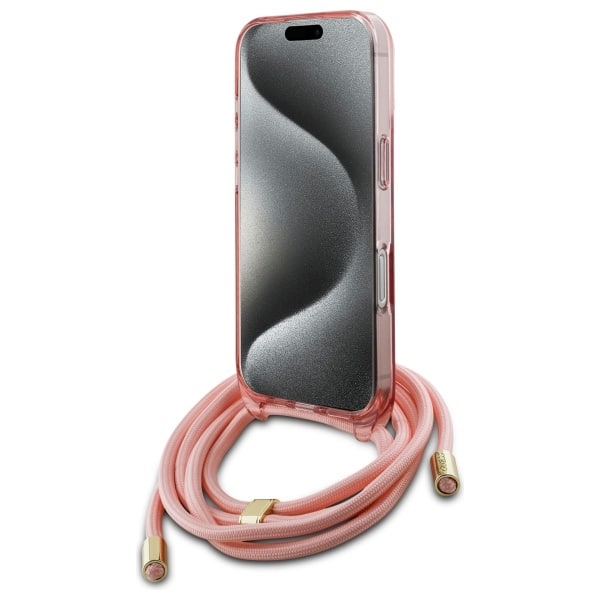 Guess Crossbody Cord Script MagSafe - θήκη για Apple iPhone 16 Pro - Ροζ - Image 4