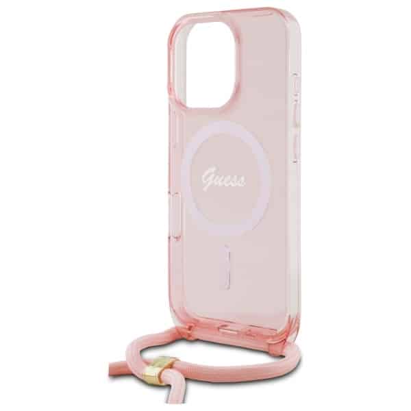 Guess Crossbody Cord Script MagSafe - θήκη για Apple iPhone 16 Pro - Ροζ - Image 5