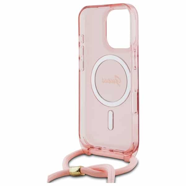 Guess Crossbody Cord Script MagSafe - θήκη για Apple iPhone 16 Pro - Ροζ - Image 6