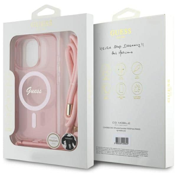 Guess Crossbody Cord Script MagSafe - θήκη για Apple iPhone 16 Pro - Ροζ - Image 7