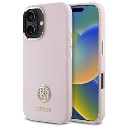 Guess Silicone Logo Strass 4G - θήκη για Apple iPhone 16 - Ροζ