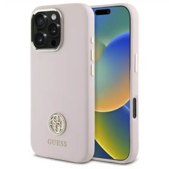 Guess Silicone Logo Strass - θήκη για Apple iPhone 16 Pro - Ροζ