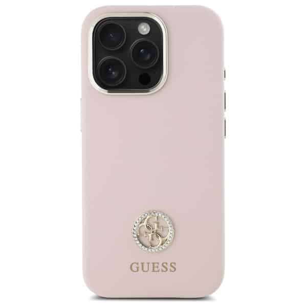 Guess Silicone Logo Strass 4G - θήκη για Apple iPhone 16 Pro - Ροζ - Image 3