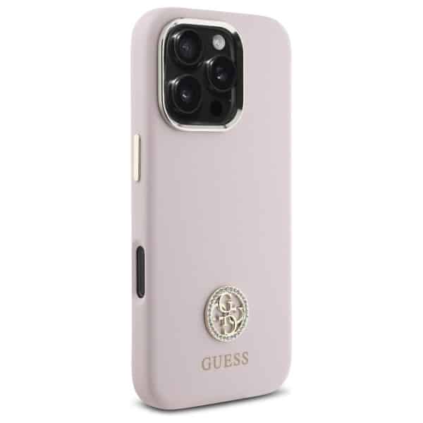 Guess Silicone Logo Strass 4G - θήκη για Apple iPhone 16 Pro - Ροζ - Image 4