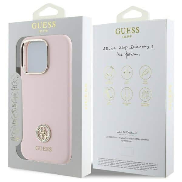 Guess Silicone Logo Strass 4G - θήκη για Apple iPhone 16 Pro - Ροζ - Image 8