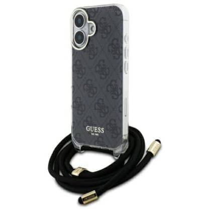 Guess Crossbody Cord 4G Print - θήκη για Apple iPhone 16 - Μαύρο