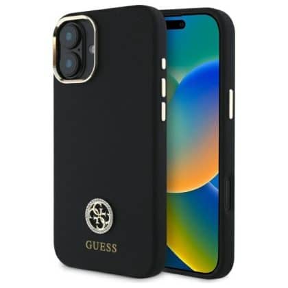 Guess Silicone Logo Strass 4G - θήκη για Apple iPhone 16 - Μαύρο