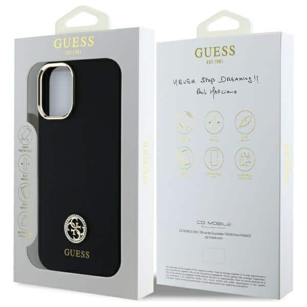Guess Silicone Logo Strass 4G - θήκη για Apple iPhone 16 - Μαύρο - Image 8