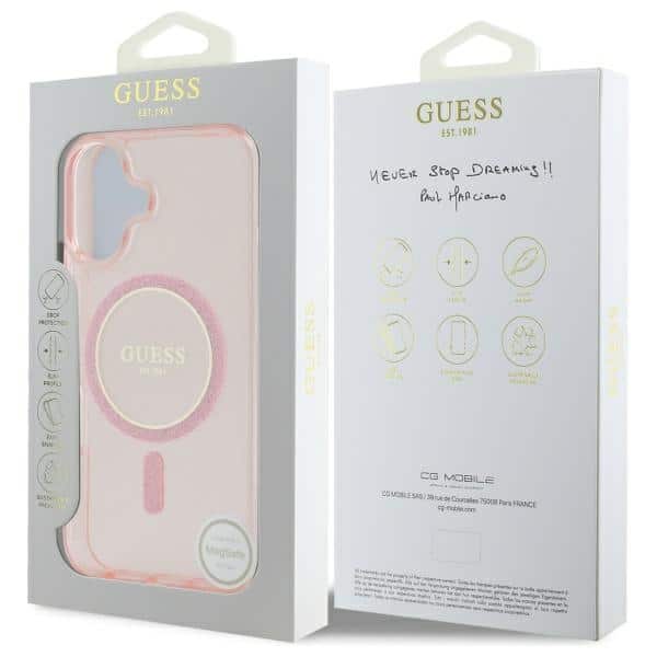Guess IML Glitter Circle MagSafe - θήκη για Apple iPhone 16 - Ροζ - Image 8