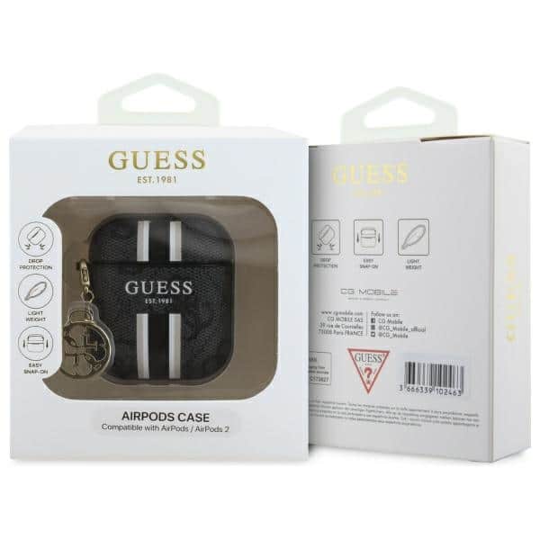 Guess GUA2P4RPSK AirPods 1/2 cover μαύρο/black 4G Printed Stripes Charm - Image 3