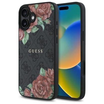 Guess Flowers Print - θήκη για Apple iPhone 16 - Μαύρο