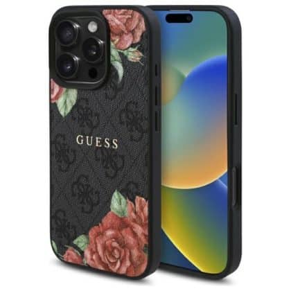 Guess 4G Flowers Print - θήκη για Apple iPhone 16 Pro - Μαύρο