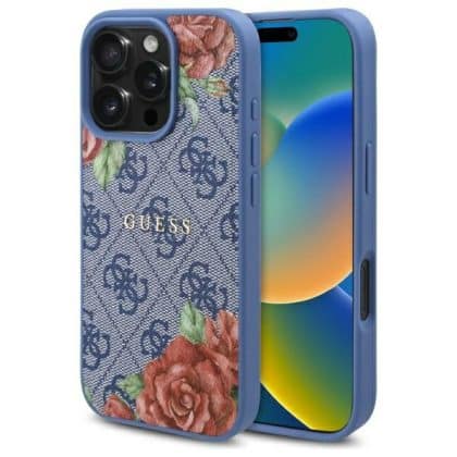 Guess 4G Flowers Print - θήκη για Apple iPhone 16 - Μπλε