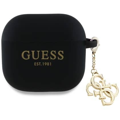 Guess GUA4LECG4K θήκη AirPods 4 μαύρη/black Silicone 4G Charm