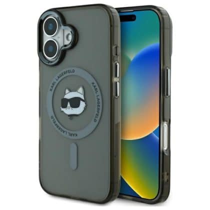 Karl Lagerfeld IML Metal Choupette Head MagSafe - θήκη για Apple iPhone 16 Plus - Μαύρο