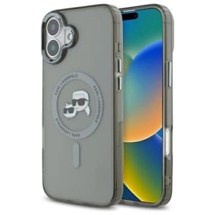 Karl Lagerfeld IML Metal Karl&Choupette Head MagSafe - θήκη για Apple iPhone 16 Plus - Μαύρο