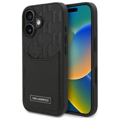 Karl Lagerfeld Cardslots Monogram - θήκη για Apple iPhone 16 - Μαύρο