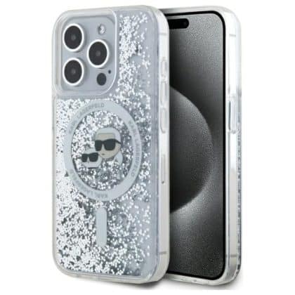Karl Lagerfeld Liquid Glitter Karl&Choupette Head - θήκη για Apple iPhone 15 Pro Max - Διάφανο