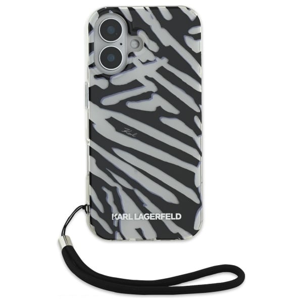Karl Lagerfeld IML Zebra Pattern & Cord - θήκη για Apple iPhone 16 - Μαύρο - Image 2