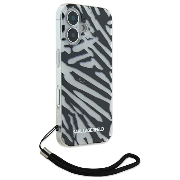 Karl Lagerfeld IML Zebra Pattern & Cord - θήκη για Apple iPhone 16 - Μαύρο - Image 3