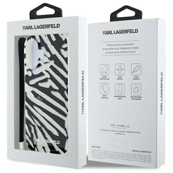 Karl Lagerfeld IML Zebra Pattern & Cord - θήκη για Apple iPhone 16 - Μαύρο - Image 7