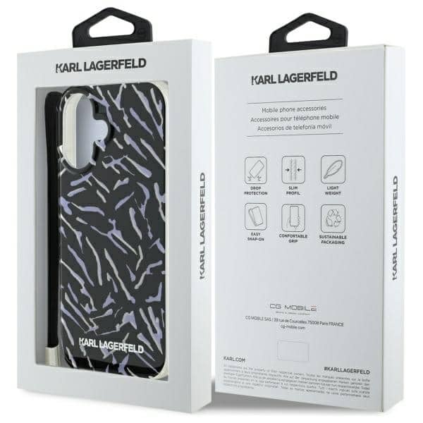 Karl Lagerfeld Zebra With Cord - θήκη για Apple iPhone 16 Plus - Μωβ - Image 7