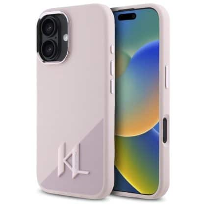 Karl Lagerfeld Silicone Shadow Metal Initial MagSafe - θήκη για Apple iPhone 16 - Ροζ