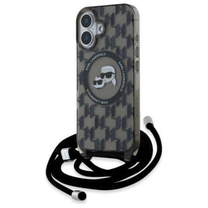 Karl Lagerfeld IML Crossbody Monogram Karl & Choupette Head MagSafe - θήκη για Apple iPhone 16 - Μαύρο