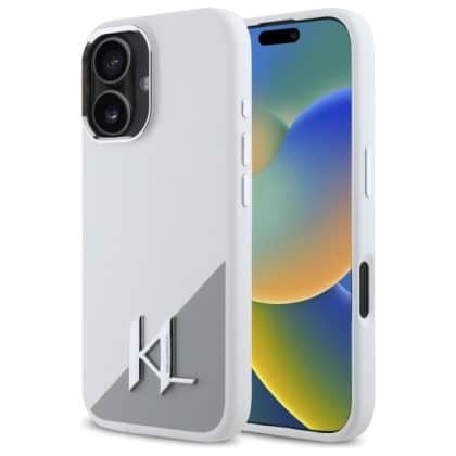 Karl Lagerfeld Silicone Shadow Metal Initial MagSafe - θήκη για Apple iPhone 16 - Λευκό