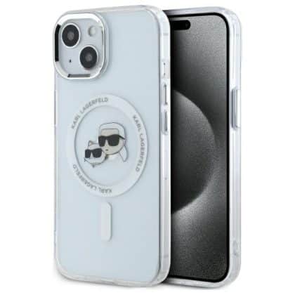 Karl Lagerfeld IML Metal Karl&Choupette Head MagSafe - θήκη για Apple iPhone 14 - Λευκό