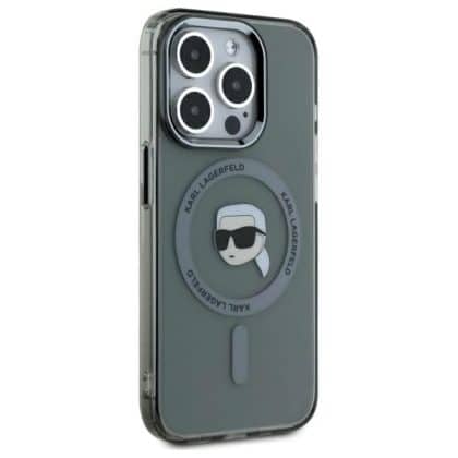Karl Lagerfeld IML Metal Karl Head MagSafe - θήκη για Apple iPhone 15 Pro - Μαύρο