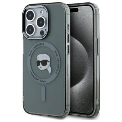 Karl Lagerfeld IML Metal Karl Head MagSafe - θήκη για Apple iPhone 15 Pro Max - Μαύρο