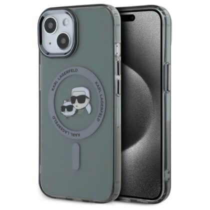Karl Lagerfeld IML Metal Karl&Choupette Head MagSafe - θήκη για Apple iPhone 15 - Μαύρο