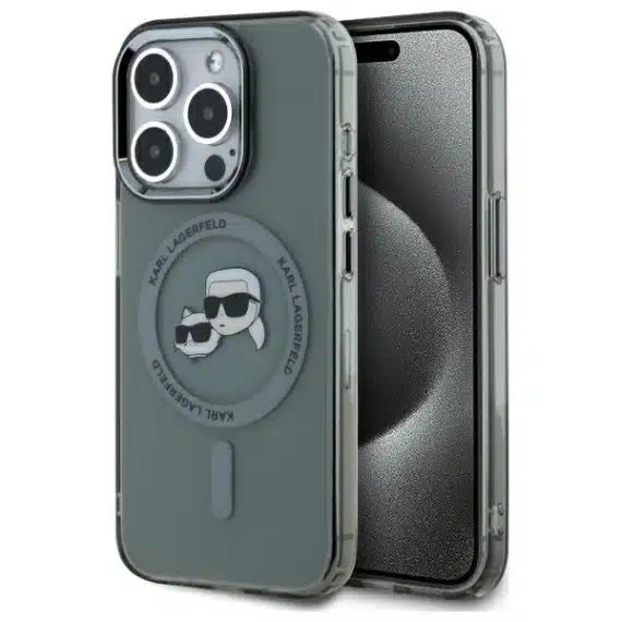 Karl Lagerfeld IML Metal Karl&Choupette Head MagSafe - θήκη για Apple iPhone 15 Pro Max - Μαύρο