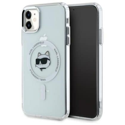 Karl Lagerfeld IML Metal Karl&Choupette Head MagSafe - θήκη για Apple iPhone 11 / XR - Λευκό