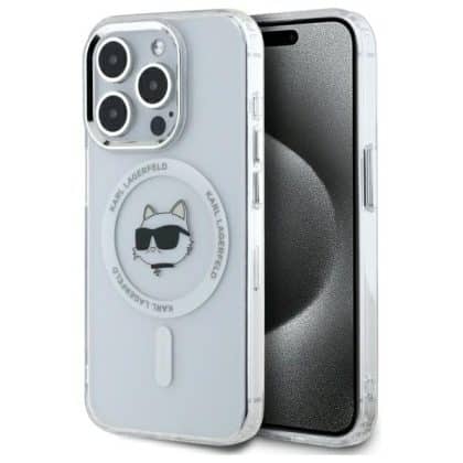 Karl Lagerfeld IML Metal Choupette Head MagSafe - θήκη για Apple iPhone 15 Pro - Λευκό