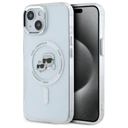 Karl Lagerfeld IML Metal Karl&Choupette Head MagSafe - θήκη για Apple iPhone 15 - Λευκό