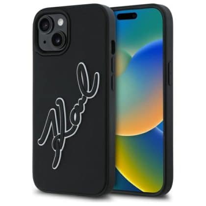 Karl Lagerfeld 3D Rubber Signature - θήκη για Apple iPhone 15 - Μαύρο