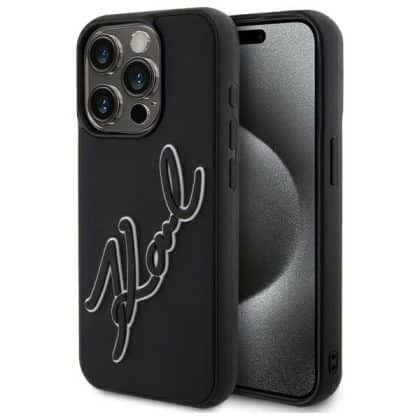 Karl Lagerfeld 3D Rubber Signature - θήκη για Apple iPhone 15 Pro Max - Μαύρο