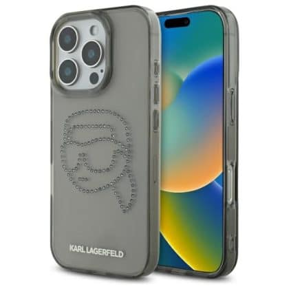 Karl Lagerfeld IML Rhinestones Karl Head - θήκη για Apple iPhone 16 Pro Max - Μαύρο