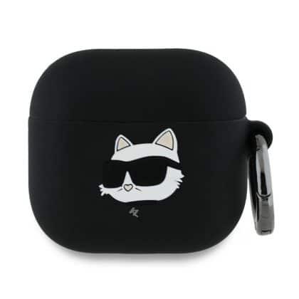 Karl Lagerfeld KLA4RUNCHK AirPods 4 θήκη σιλικόνης Choupette 3D μαύρη/black