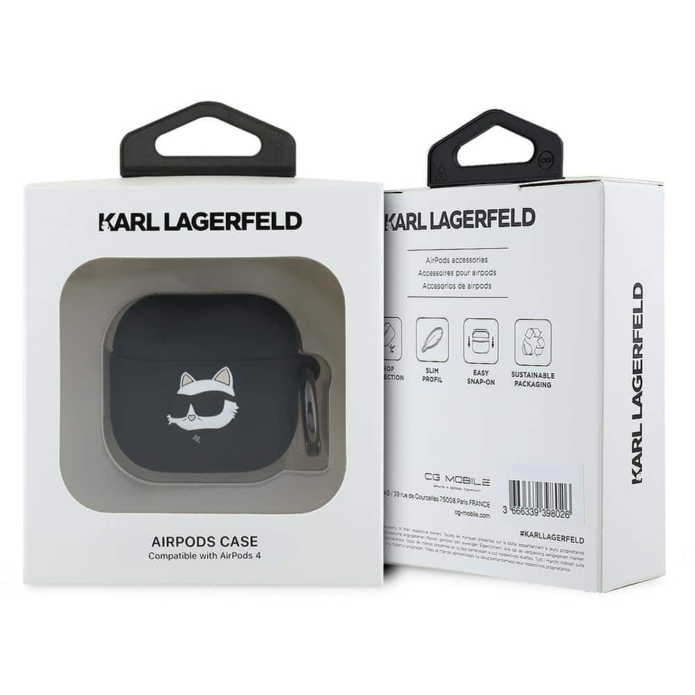Karl Lagerfeld KLA4RUNCHK AirPods 4 θήκη σιλικόνης Choupette 3D μαύρη/black - Image 3