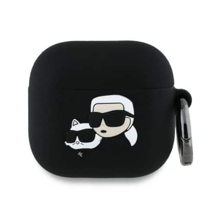 Karl Lagerfeld KLA4RUNKCHK AirPods 4 θήκη σιλικόνης Karl&Chaupette 3D μαύρη/black