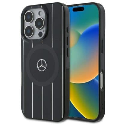 Mercedes Double Layer Crossed Lines MagSafe - θήκη για Apple iPhone 16 Pro - Μαύρο