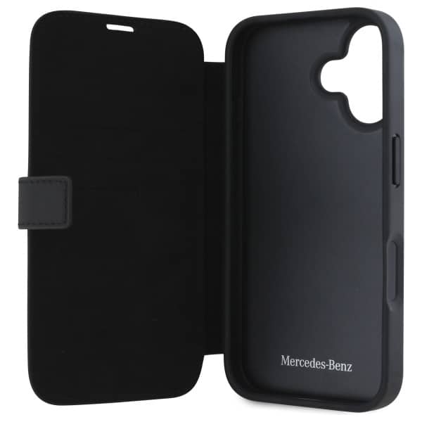 Mercedes Bookcase Leather Wood Imitation - θήκη για Apple iPhone 16 - Μαύρο - Image 7
