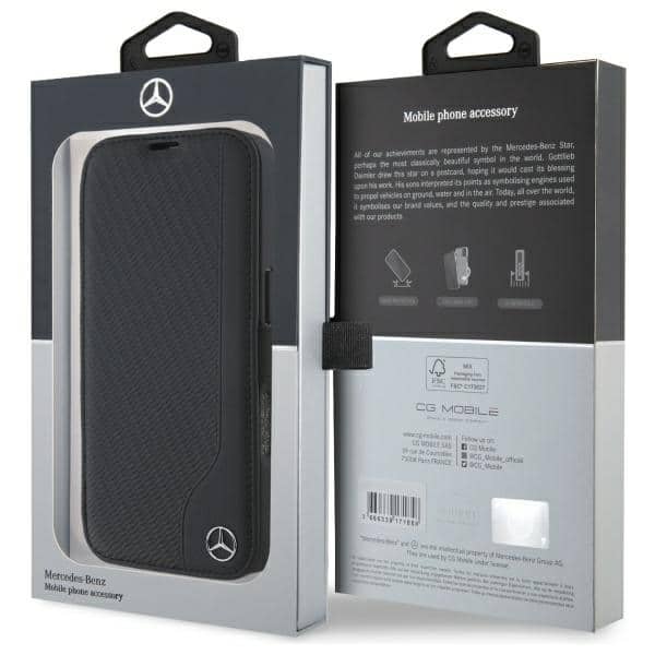 Mercedes Bookcase Leather Wood Imitation - θήκη για Apple iPhone 16 - Μαύρο - Image 8