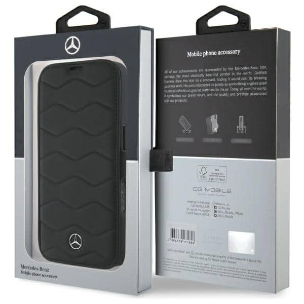 Mercedes Bookcase MB Waves Leather - θήκη για Apple iPhone 16 Pro Max - Μαύρο - Image 8